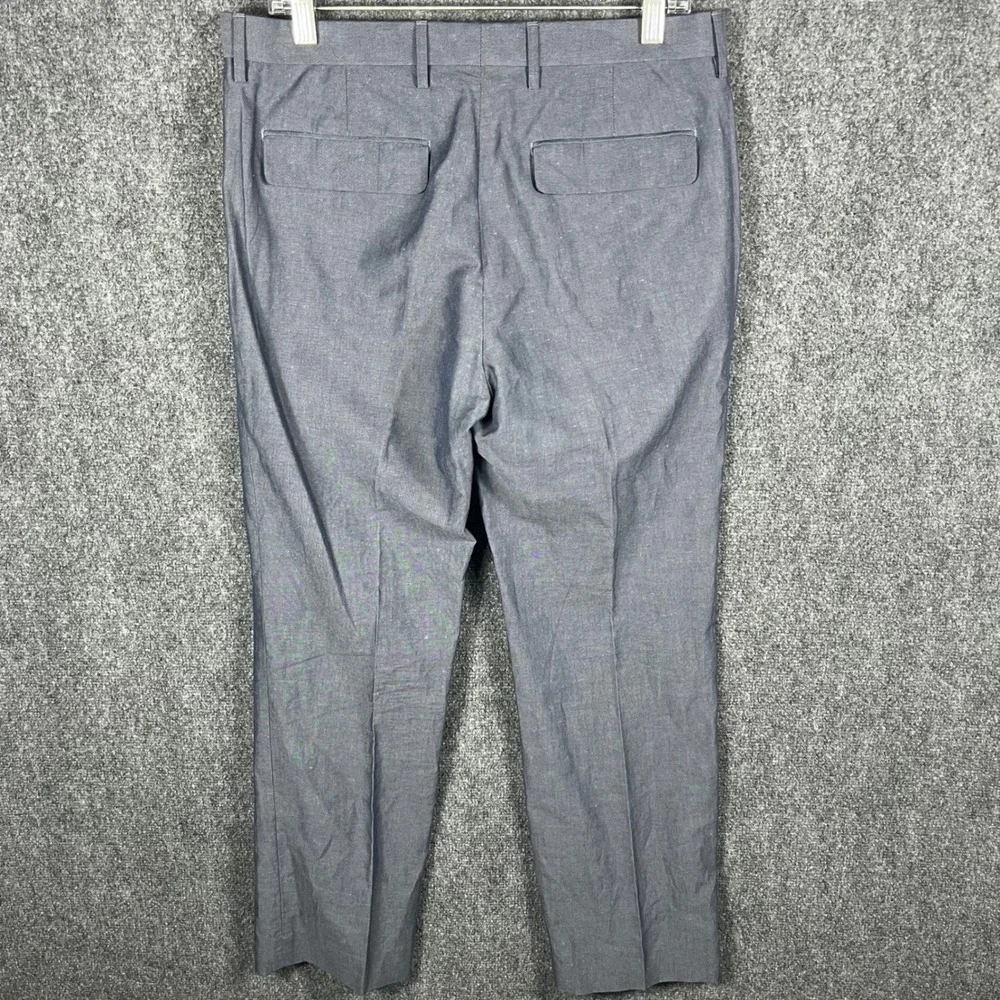 Banana Republic Dress Pants Mens 32 Blue Grey Linen Cotton Tailored Slim Fit